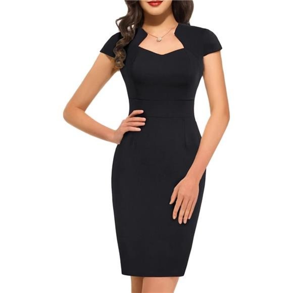 Vintage Long Sleeve Bodycon Pencil Dress - Ships in 24 Hrs